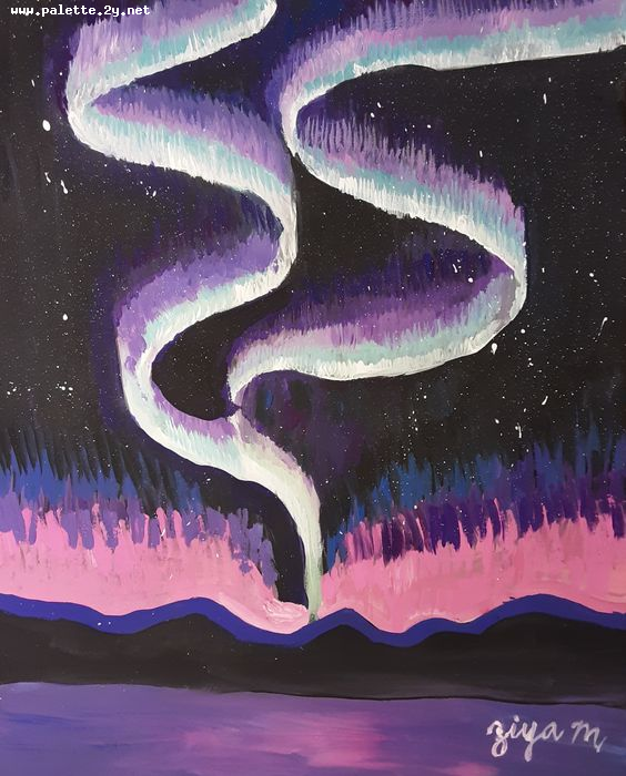 Art Studio PALETTE. Ziya Merchant Picture.  Tempera Landscape Nature 