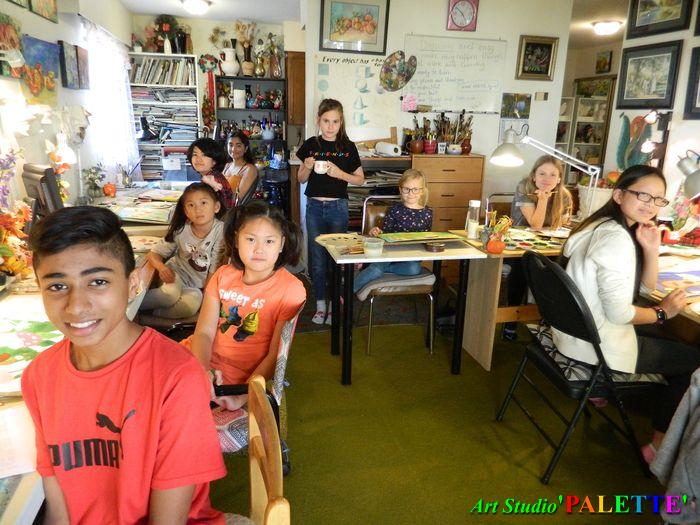 Art Studio PALETTE.  Samuel, Caitlin, Angela, Haru, Alyssa, Varya, Uliyana, Abby, Lecia